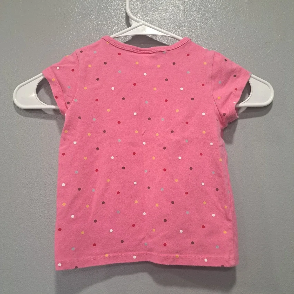 VTG Old‎ Navy Toddler 3T Girls Pink Polka Dot Short Sleeve Henley T-Shirt 2004